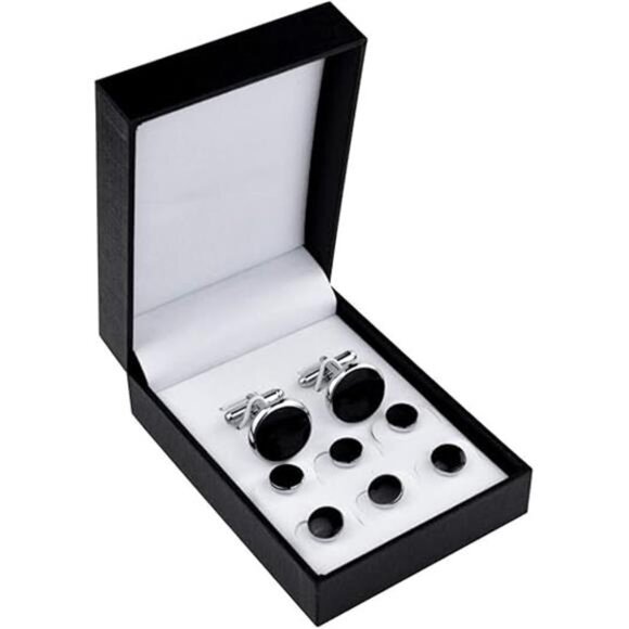 Tuxedo Studs and Cufflinks Set, Mens Cufflinks and Cuff Studs Set Cuff Links - Picture 8 of 8